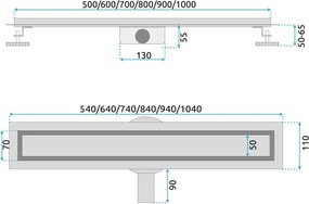 Lineární odtokový žlab Rea Neox Pro 70 cm stříbrný