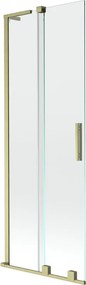 Mexen Velar L, 2-krídlová posuvná vaňová zástena 70 x 150 cm, 8mm číre sklo, zlatý matný profil, 896-070-003-01-55