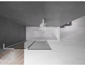 Mexen Velar L, 2-krídlová posuvná vaňová zástena 110 x 150 cm, 8mm šedé sklo, biela matná, 896-110-003-41-20