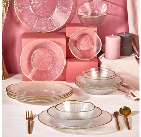 18-dielna jedálenská súprava – číre sklo / zlaté detaily