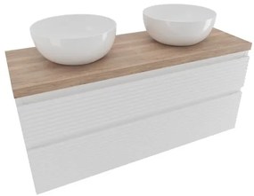 Kúpeľňová skrinka 2 zásuvková s krycou doskou Naturel Savona 118x53x44, 8 cm biela lesk SAVONA2120BIDDH, 1 ks