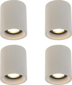 Sada 4 rustikálnych stropných bodových svetiel betónové okrúhle - Deep