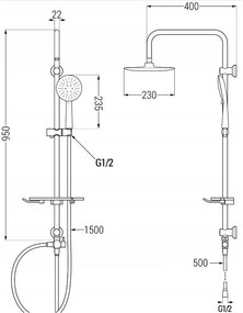 Mexen sprchový set T67 s hornou hlavicou 23cm, čierna, 798676793-70