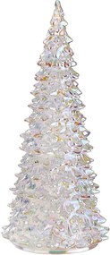CRYSTAL LED Jedľa sklenená 28 cm - strieborná