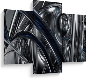 Obraz sivej abstrakcie s modrou (90x60 cm)