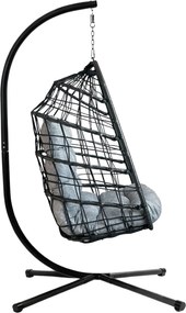 Skládací závěsné houpací křeslo Houseland Chloe černé