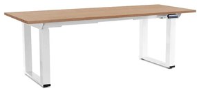 Výškovo nastaviteľný stôl OfficeTech Strong 200 x 80 cm, biela podnož, dub