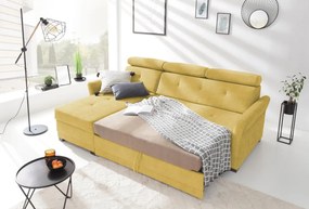 Rohová sedacia súprava Harris, žltá kari látka,ľavý roh