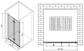 Erga Berlin, skladacie sprchové dvere do otvoru 100x195 cm, 6mm číre sklo, chrómový profil, ERG-V02-BERLIN-D100-CR