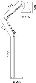 BRILAGI - Flexibilná stojacia lampa TASKER 1xE27/60W/230V 184 cm biela