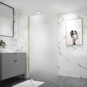 Erga Paris, sprchová zástena Walk-In 110x200 cm, 8mm sklo námraza, zlatý lesklý profil, ERG-V02-PARIS-110x200-FR-GD