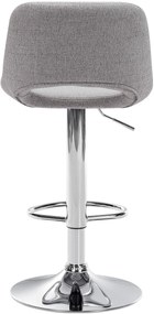 Barová stolička Camden - látka, chróm rám - Svetlo sivá