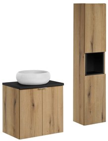 Koupelnová sestava Nova Oak Wiki se skříňkami a umyvadlem 60 cm černá/dub evoke