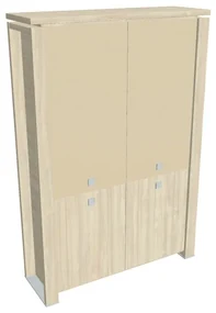 Vysoká skriňa Verno+ 140 x 46 x 210 cm, kombinované dvere, agát / vanilka