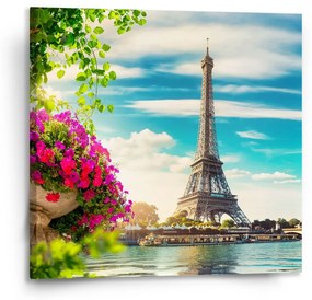 Sablio Obraz Paríž Eiffelova veža Mraky - 110x110 cm