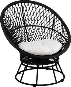 Čierne ratanové záhradné točiace kreslo Zayo Black - 88*92*100cm