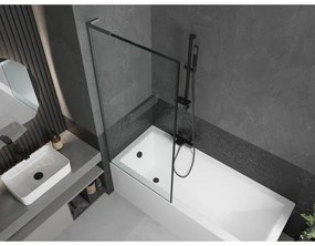 Mexen Next L, 1-krídlová vaňová zástena 80 x 150 cm, 6mm číre sklo-čierny vzor, grafitový profil, 895-080-000-03-70-66