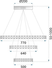 Toolight Toolight, LED krištáľové závesné svietidlo APP772-3CP, chrómová, OSW-05023