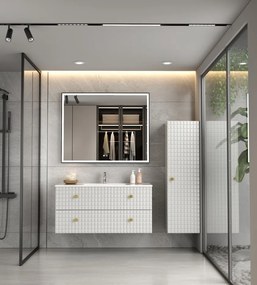 Erga Samira, LED zrkadlo 100x80cm v čiernom ráme, 2760 lm, 3 farby svetla, predné osvetlenie, ERG-V01-SAMIRA-1080-BK