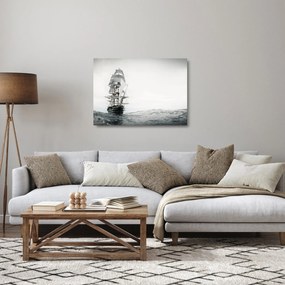 Sklenený obraz - Loď plávajúca po oceáne (70x50 cm)