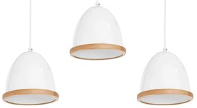 Závesné svietidlo Studio, 3x drevené/biele kovové tienidlo, (fi 21cm), w/br