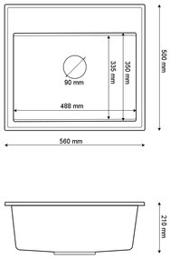 Sink Quality Ferrum New 5055, 1-komorový granitový drez 560x500x210 mm + chrómový sifón, šedá, SKQ-FER.5055.G.X