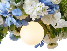 Bohemian závesná lampa čierna s farebnými kvetmi modrá a biela - Flower Power