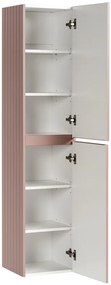 Koupelnová sestava Iconic s deskou, umyvadly, skříňkami a zrcadlem 160 cm růžová/bílá