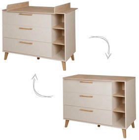 Krémová/v prírodnej farbe detská komoda v dekore duba s prebaľovacím pultom 117x103x78 cm Jil – Roba