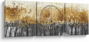 Obraz - Zlaté stromy (s hodinami) (90x30 cm)