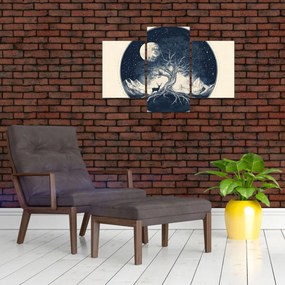 Obraz – Magický strom s jeleňom I. (90x60 cm)