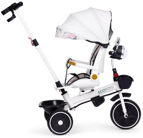 Detská trojkolka s otočným sedadlom a strieškou biela ECOTOYS