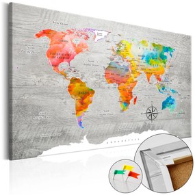 Artgeist Obraz na korku - Multicolored Travels [Cork Map] Veľkosť: 120x80