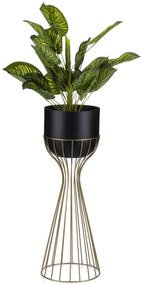 KOVOVÝ KVETINÁČ SO STOJANOM GLAM 56X20 CM ČIERNA/ZLATÁ