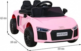 Ramiz Elektrické autíčko Audi R8 pre deti ružové + diaľkové ovládanie + EVA + pomalý štart + MP3 LED