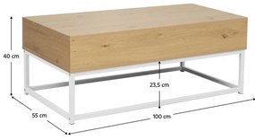 Konferenčný stolík Lendemain (dub + biela) (s úl. priestorom). Vlastná spoľahlivá doprava až k Vám domov. 1116405