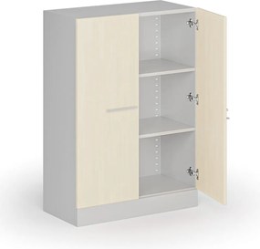 Kovová spisová skriňa s drevenými dverami, demontovaná, 1150 x 800 x 400 mm, breza