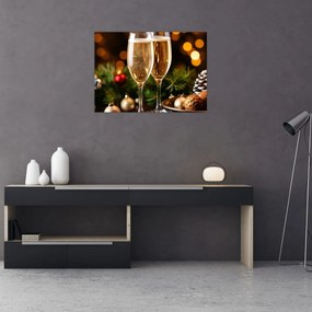 Sklenený obraz - Poháre šampanského (70x50 cm)
