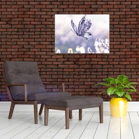 Obraz - Motýľ a levanduľa (70x50 cm)