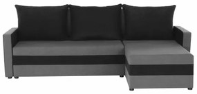 Čalúnená univerzálna rozkladacia rohová sedacia súprava do tvaru L BRISTOL sivá/čierna