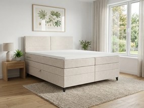 Čalúnená posteľ boxspring BRIANA 180x200 cm krémová Matrac: Matrac Bonell pružinový