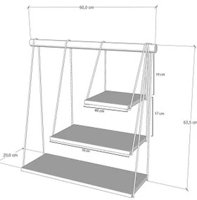 Nástenná polica ZIHON 63,5x60 cm čierna/hnedá