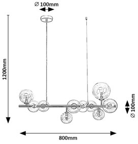 Rabalux 72298 - Luster na lanku ASLOV 10xG9/28W/230V
