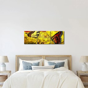 Obraz motýľov (s hodinami) (90x30 cm)