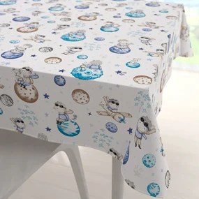 Biante Detský bavlnený štvorcový obrus Sandra SA-644 Malý modrý princ na bielom 80x80 cm