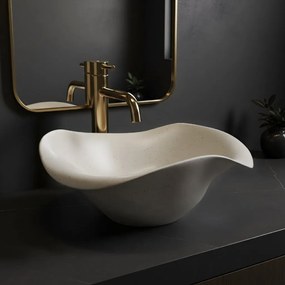 Rea ART, keramické umývadlo na dosku 390x390x160 mm, ručná výroba, model HM-35B, imitácia kemeňa-béžová, REA-U1959