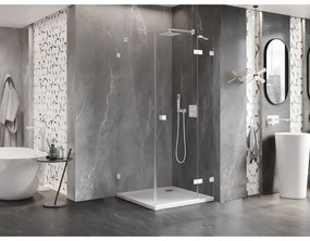 Mexen Lunar, pravostranný výklopný sprchový kút 70 x 70 cm, 8mm číre sklo, biely profil, 834-070-070-20-00-P