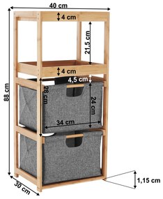 Kondela Regál, lakovaný bambus/látka sivá, KELANA