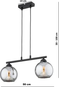Brilagi - Luster na lanku DIOR 2xE27/60W/230V čierna/dymová sivá