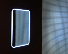 Sapho Sapho, FLOAT LED podsvietené zaoblené zrkadlo v ráme 500x700mm, biela, 22571